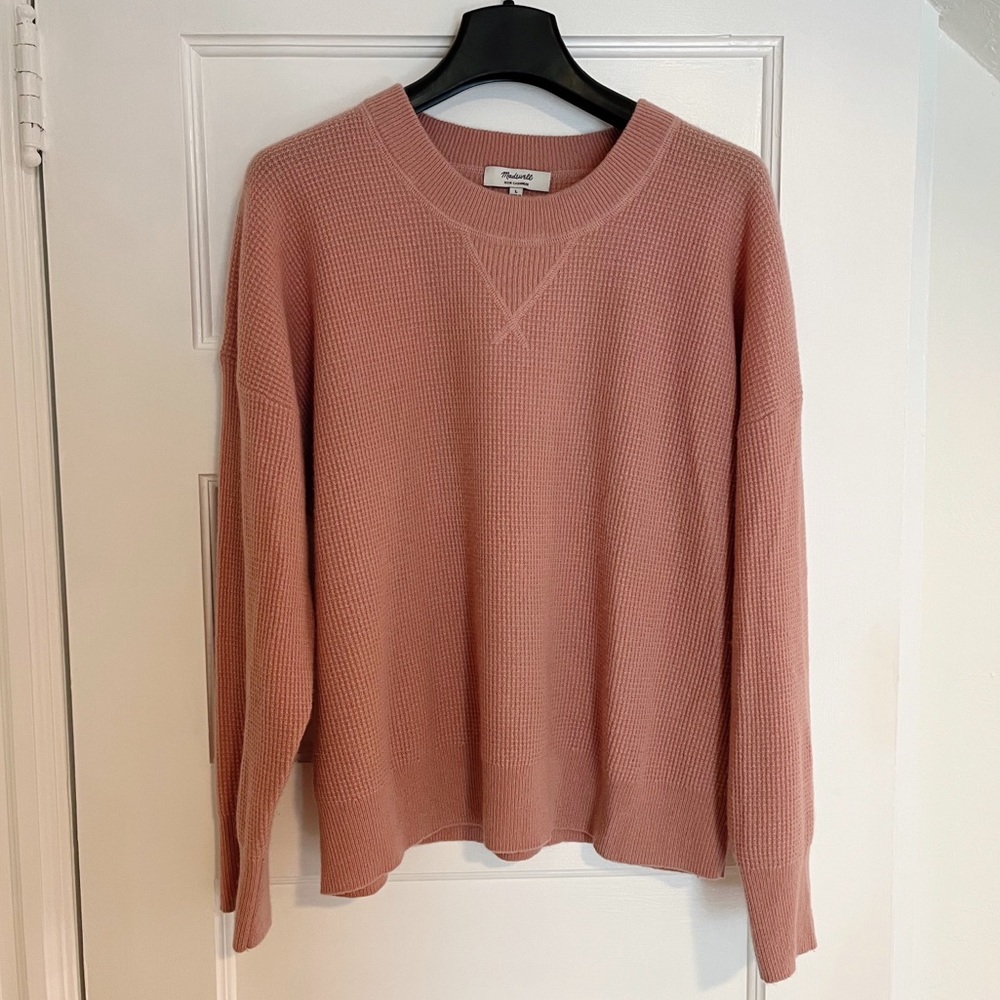Madewell Cashmere Waffle Knit Sweater Blush size L